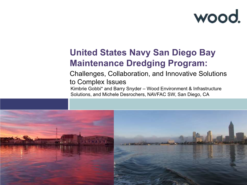 United States Navy San Diego Bay Maintenance Dredging Program