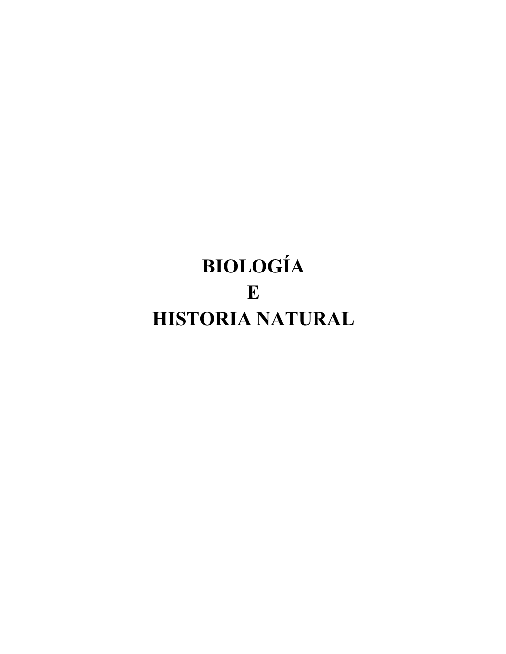 Biología E Historia Natural