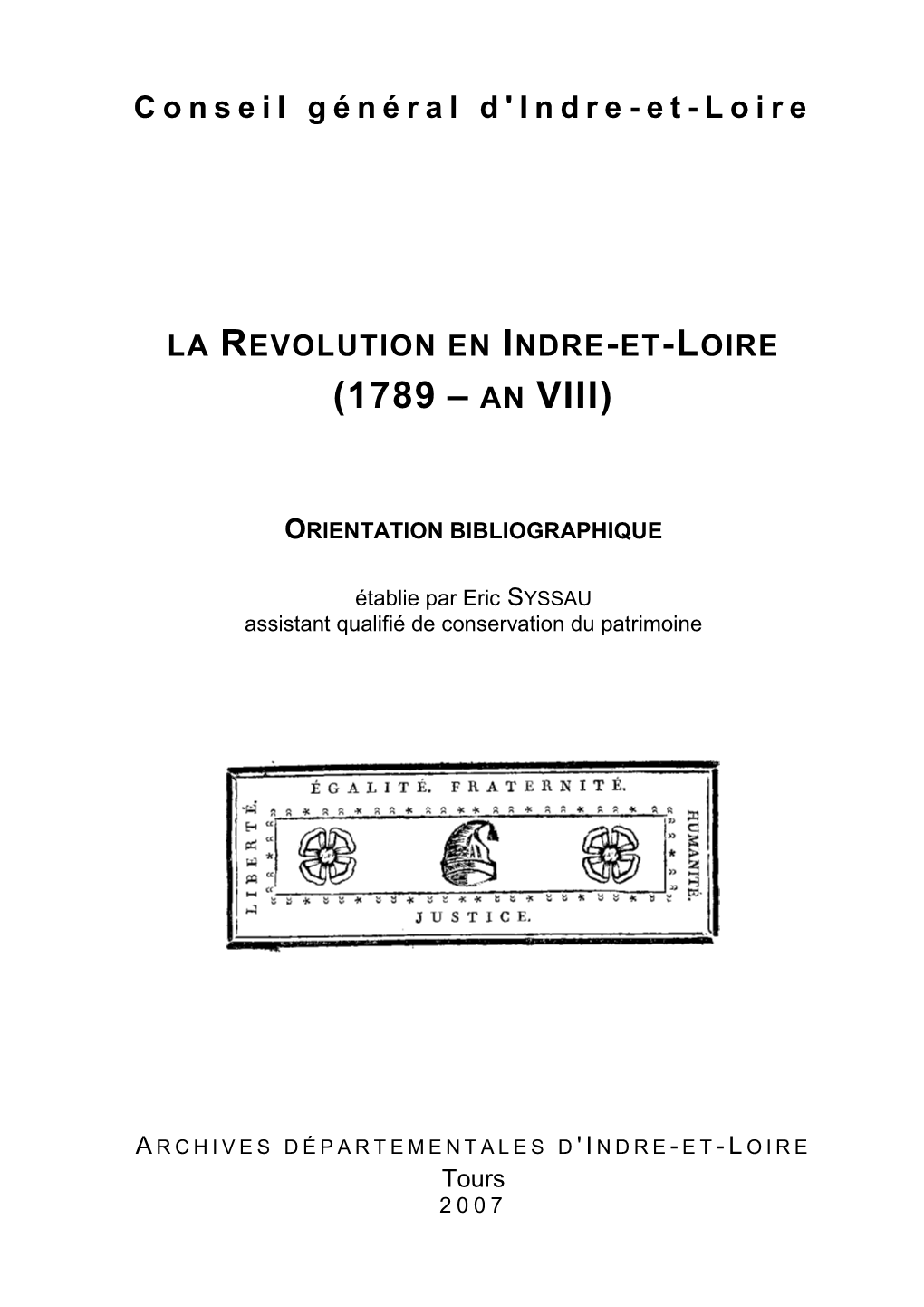 La Révolution En Indre-Et-Loire