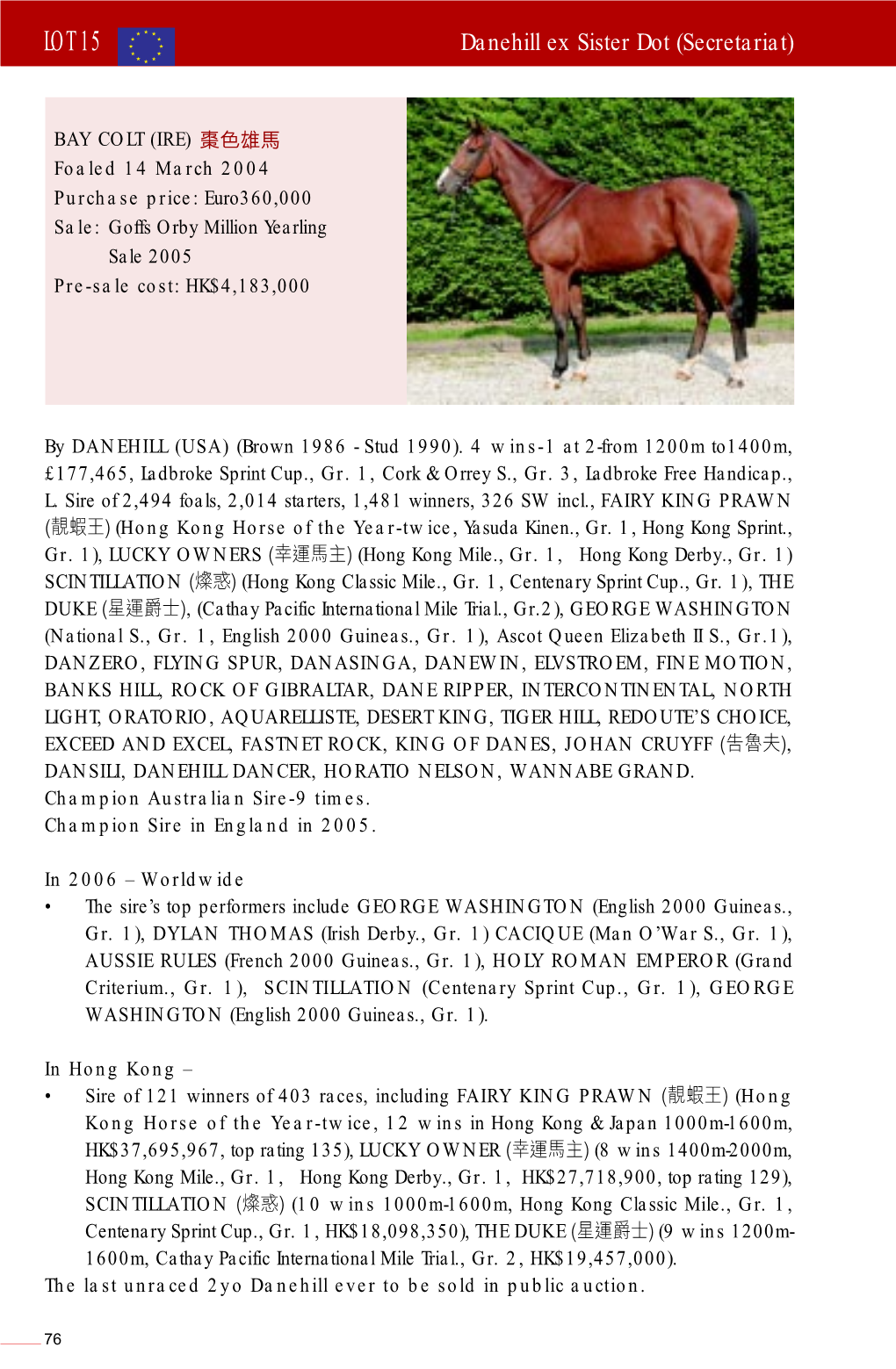 LOT 15 Danehill Ex Sister Dot (Secretariat)