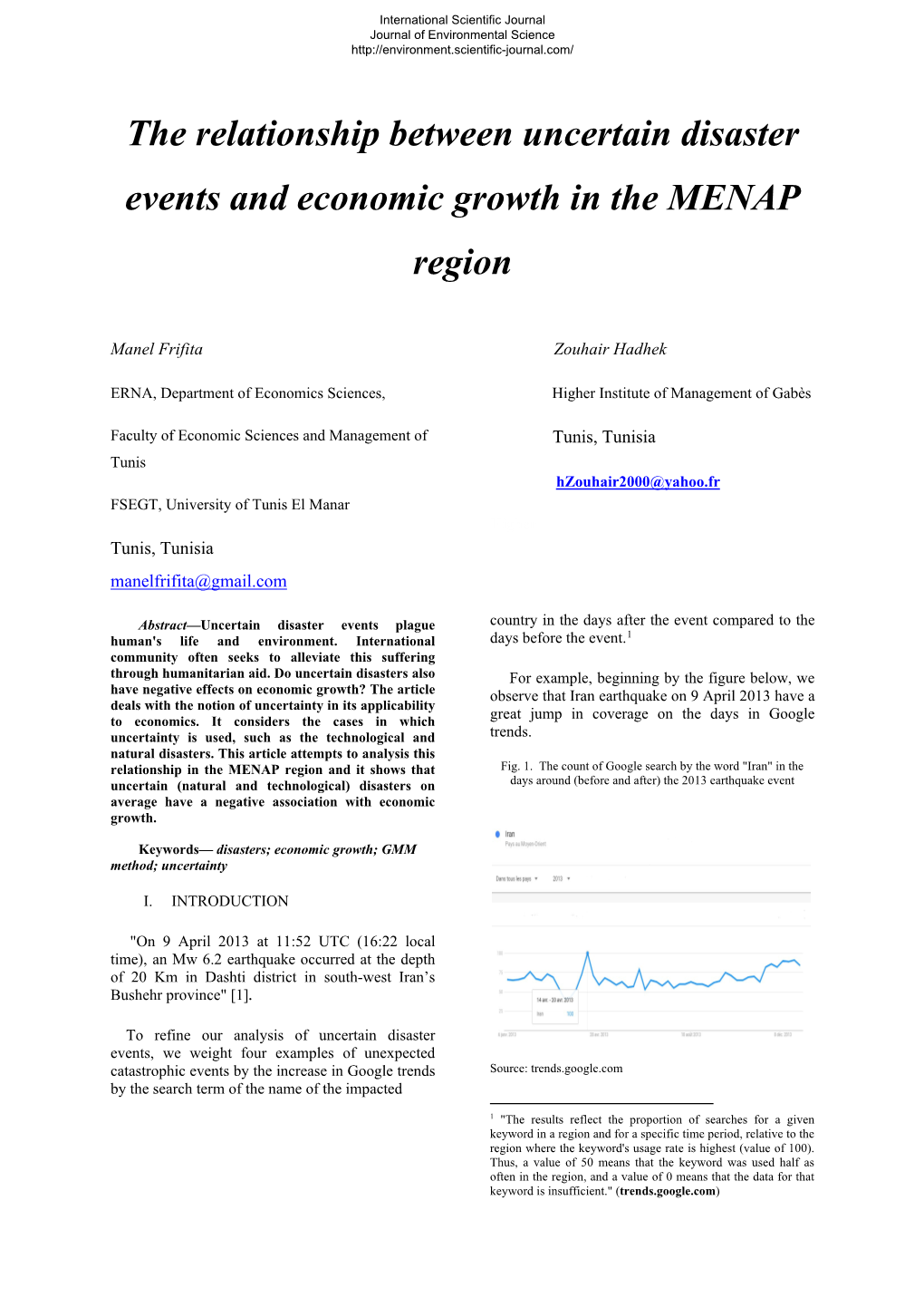 The Relationship Between Uncertain Disaster Events and Economic Growth in the MENAP Region