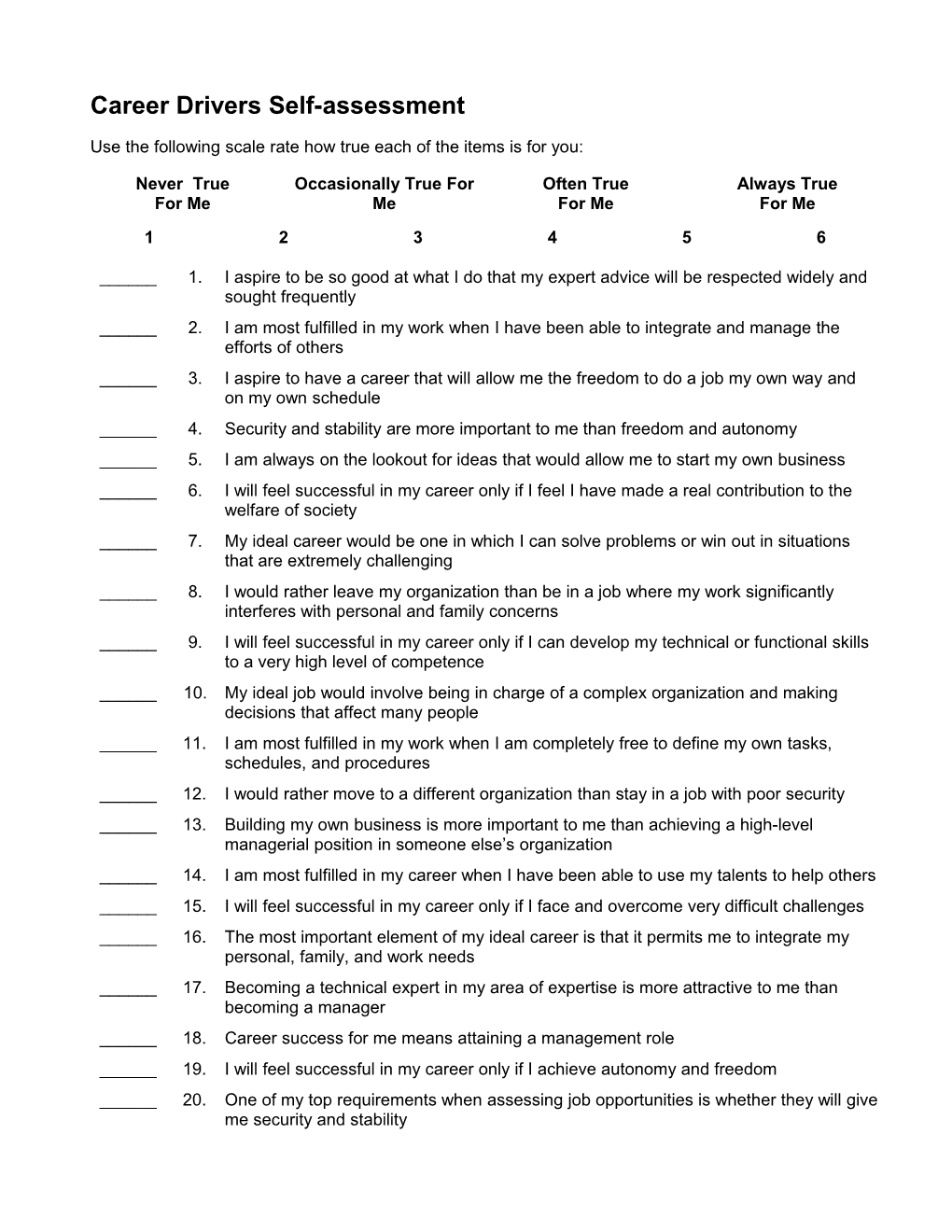 Career Orientations Inventory