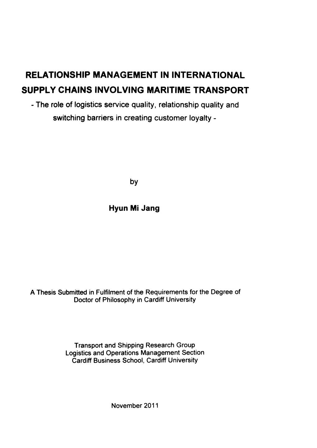 Relationship Management in International Supply Chains