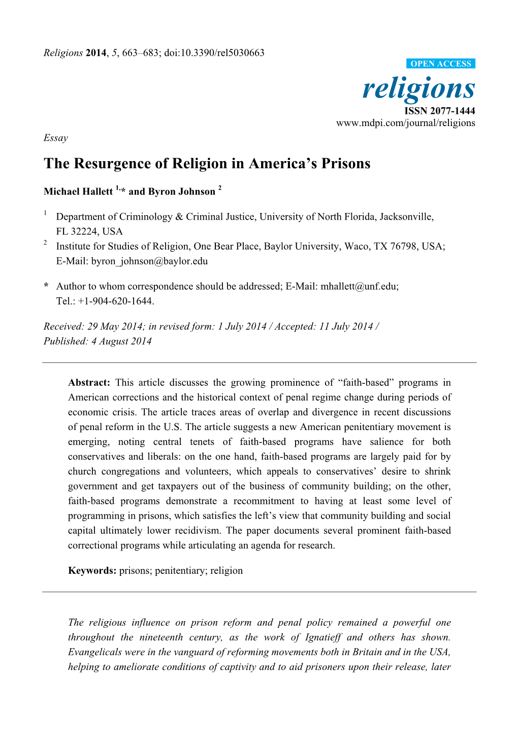 The Resurgence of Religion in America's Prisons