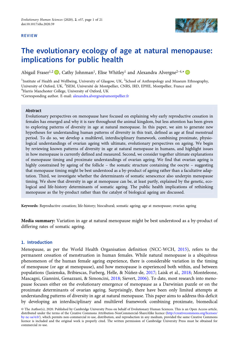 The Evolutionary Ecology of Age at Natural Menopause: Implications for Public Health