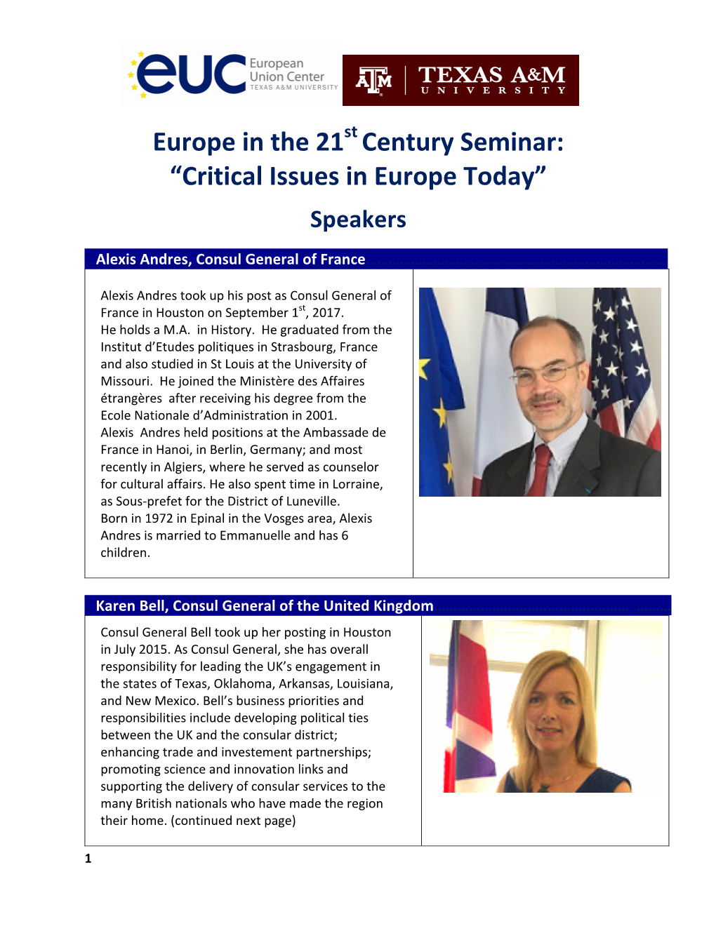 Century Seminar: “Critical Issues in Europe Today”