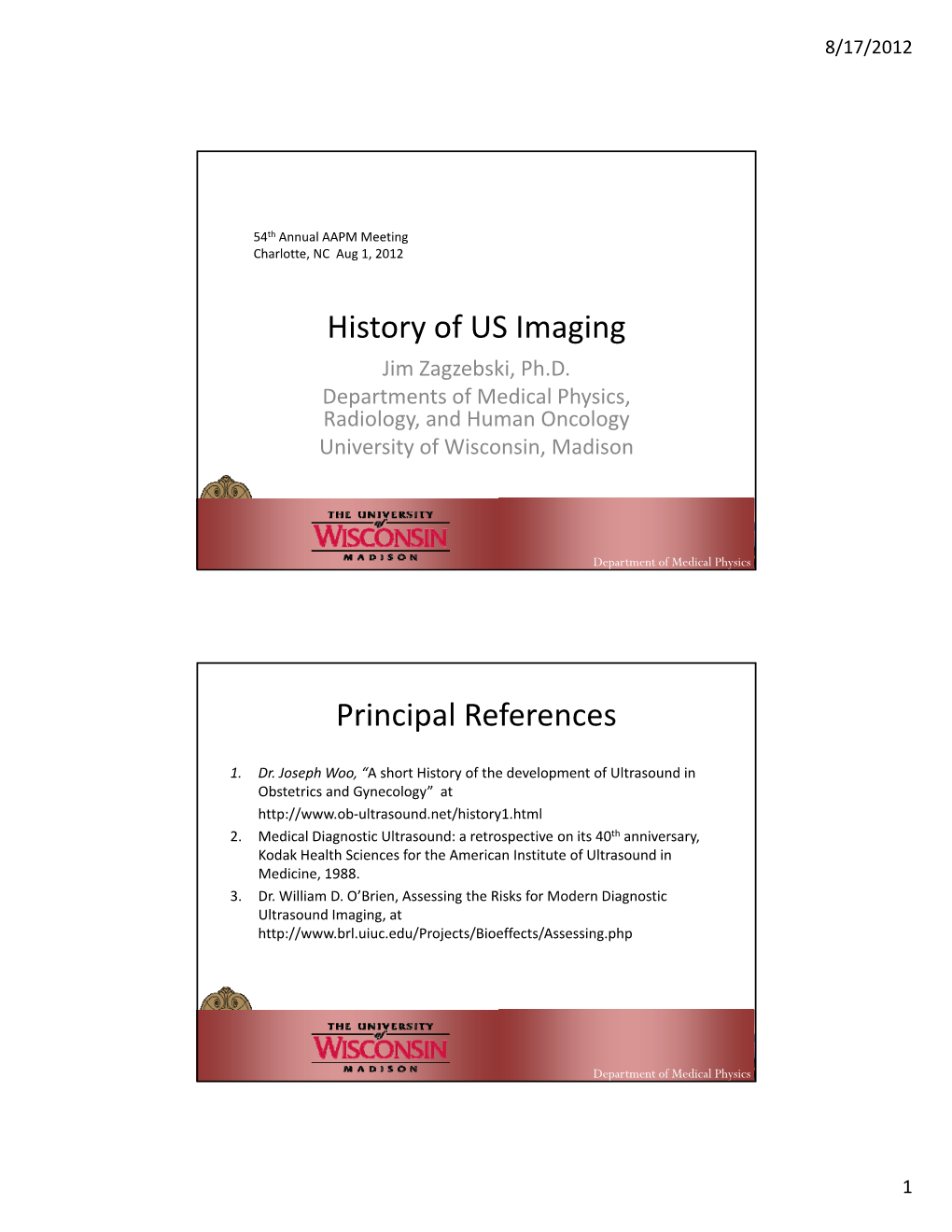 History of US Imaging Principal References