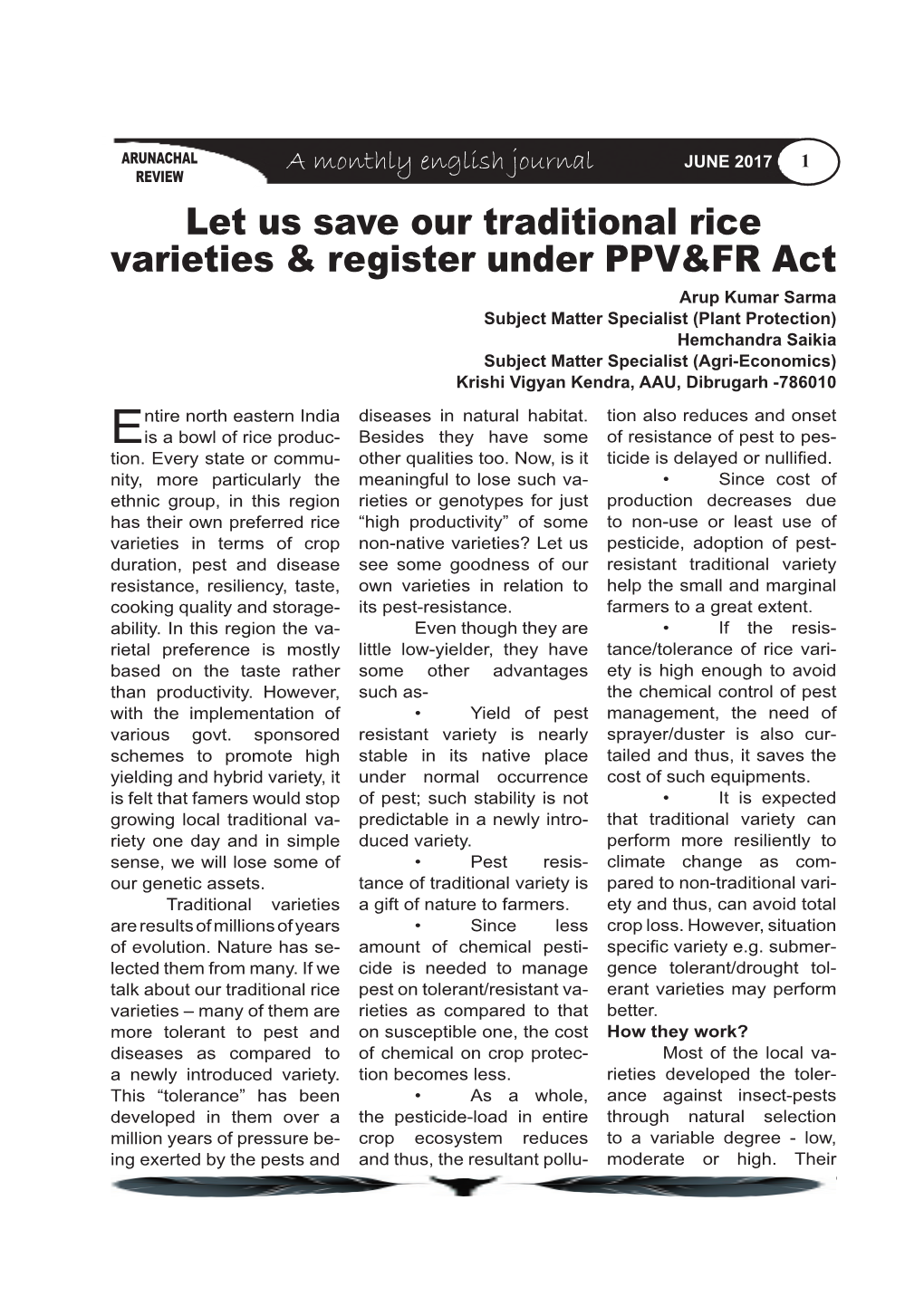 Let Us Save Our Traditional Rice Varieties & Register Under PPV&FR