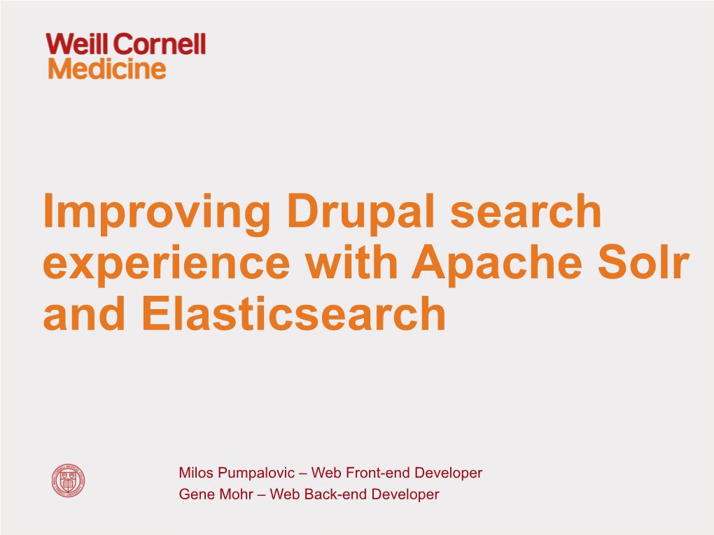 Improving Drupal Search Experience with Apache Solr and Elasticsearch