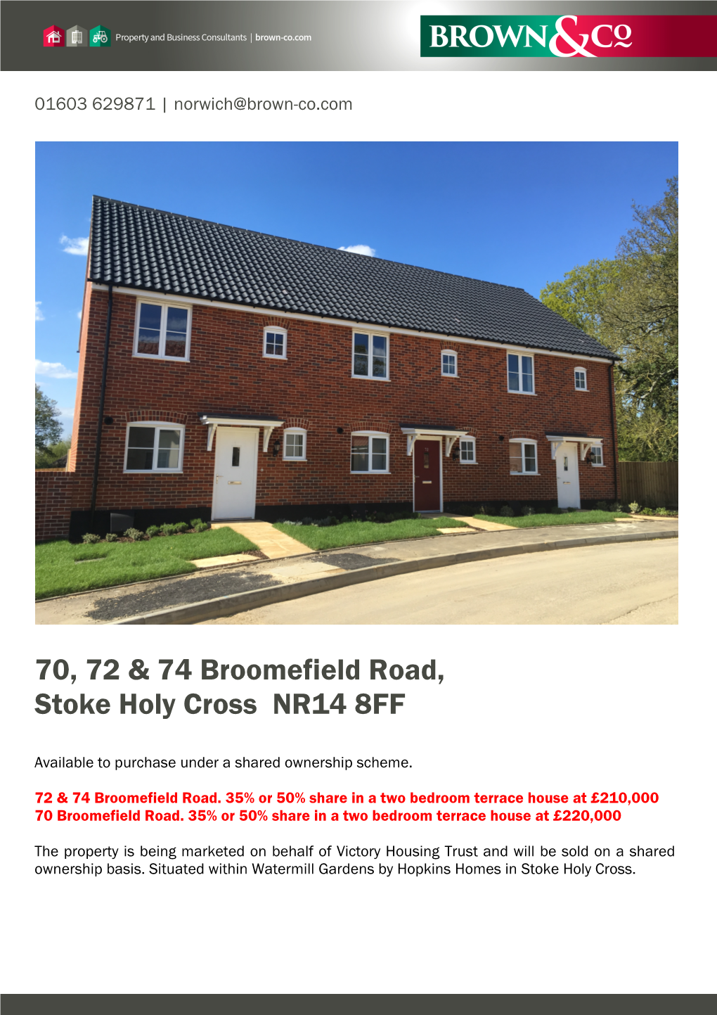 70, 72 & 74 Broomefield Road, Stoke Holy Cross NR14 8FF Xxxx