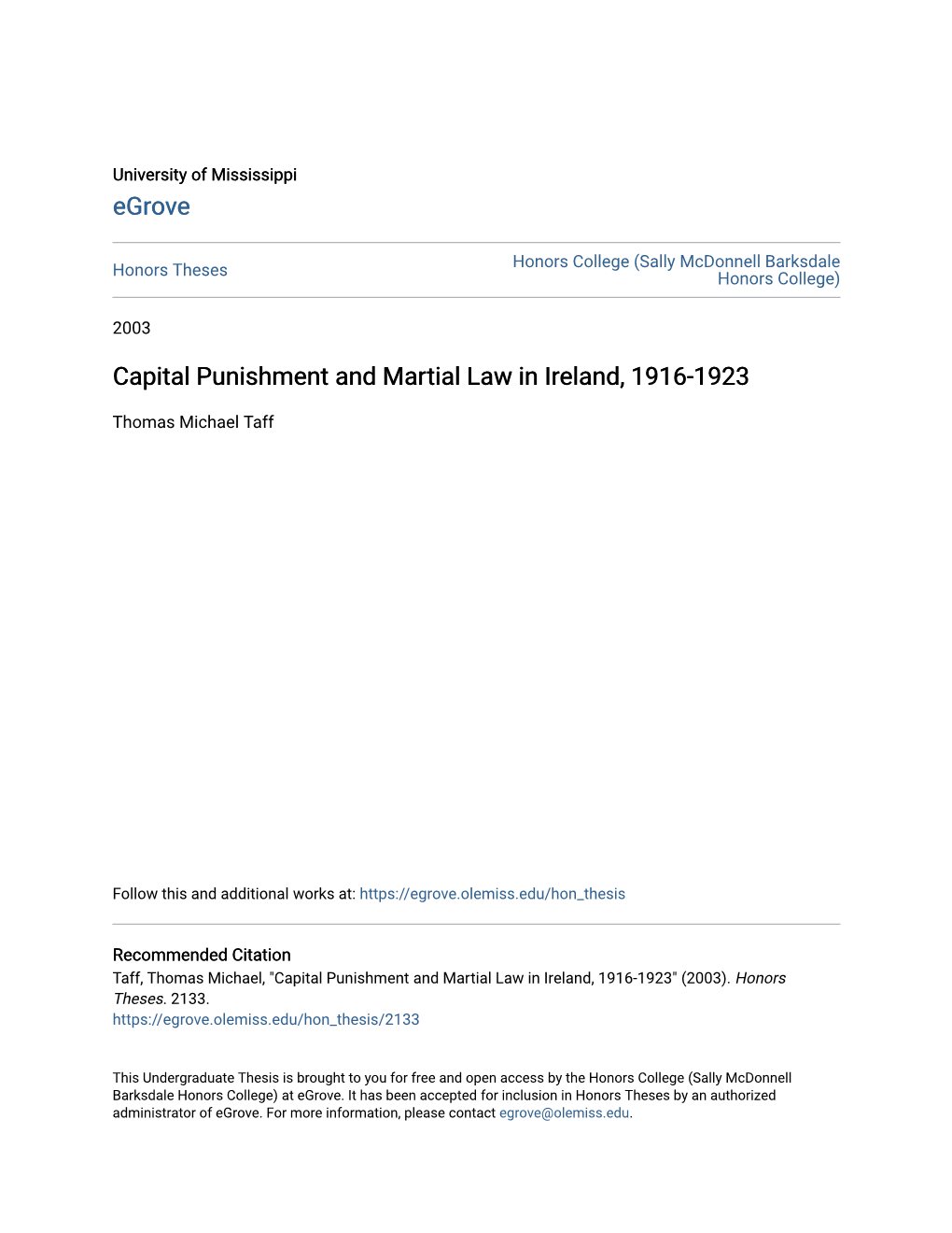 Capital Punishment and Martial Law in Ireland, 1916-1923