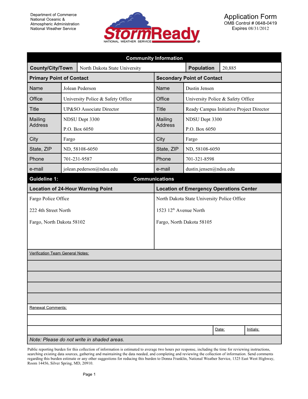 Community Information County/City/Town / North Dakota State University / Population