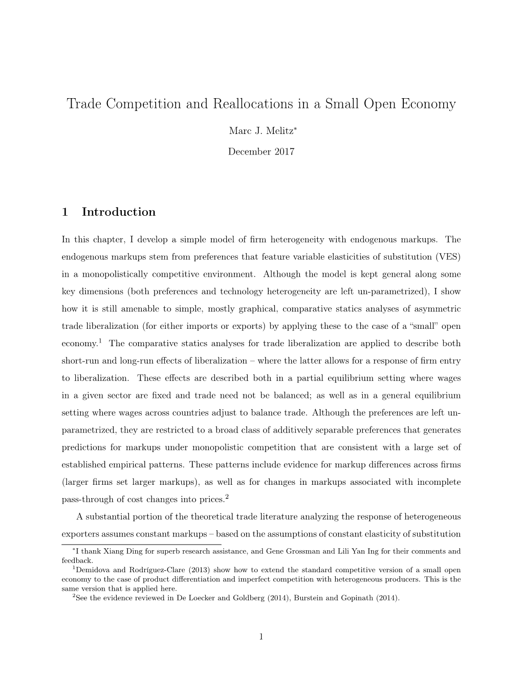 Trade Competition and Reallocations in a Small Open Economy