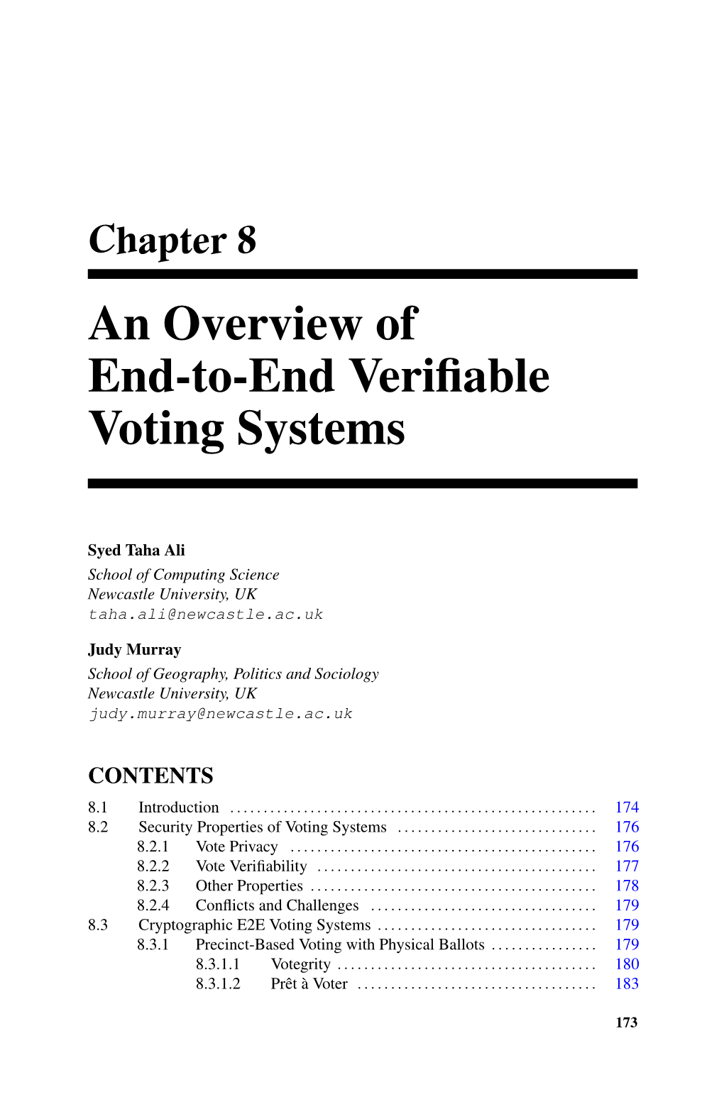 An Overview of End-To-End Verifiable Voting Systems