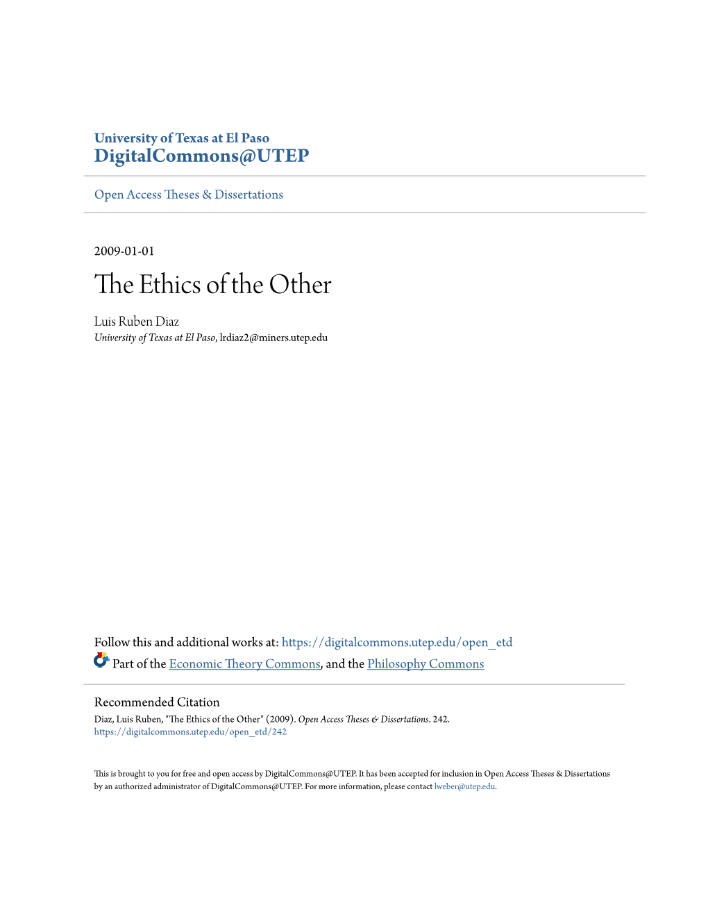 The Ethics of the Other