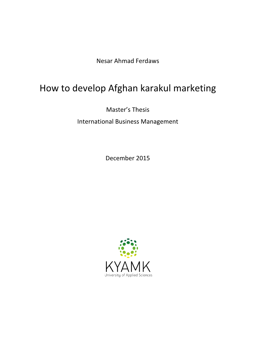 How to Develop Afghan Karakul Marketing