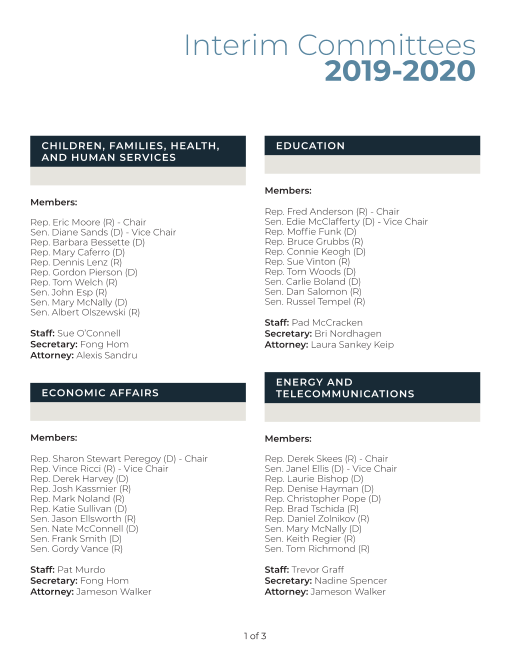 Interim Committees 2019-2020