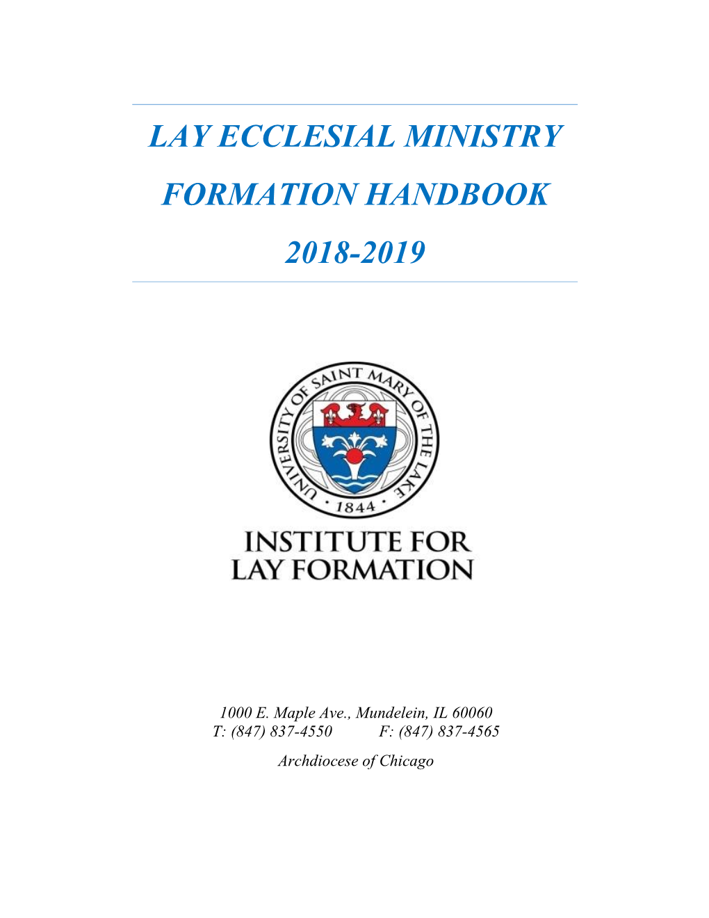 Lay Ecclesial Miistry Formation Handbook
