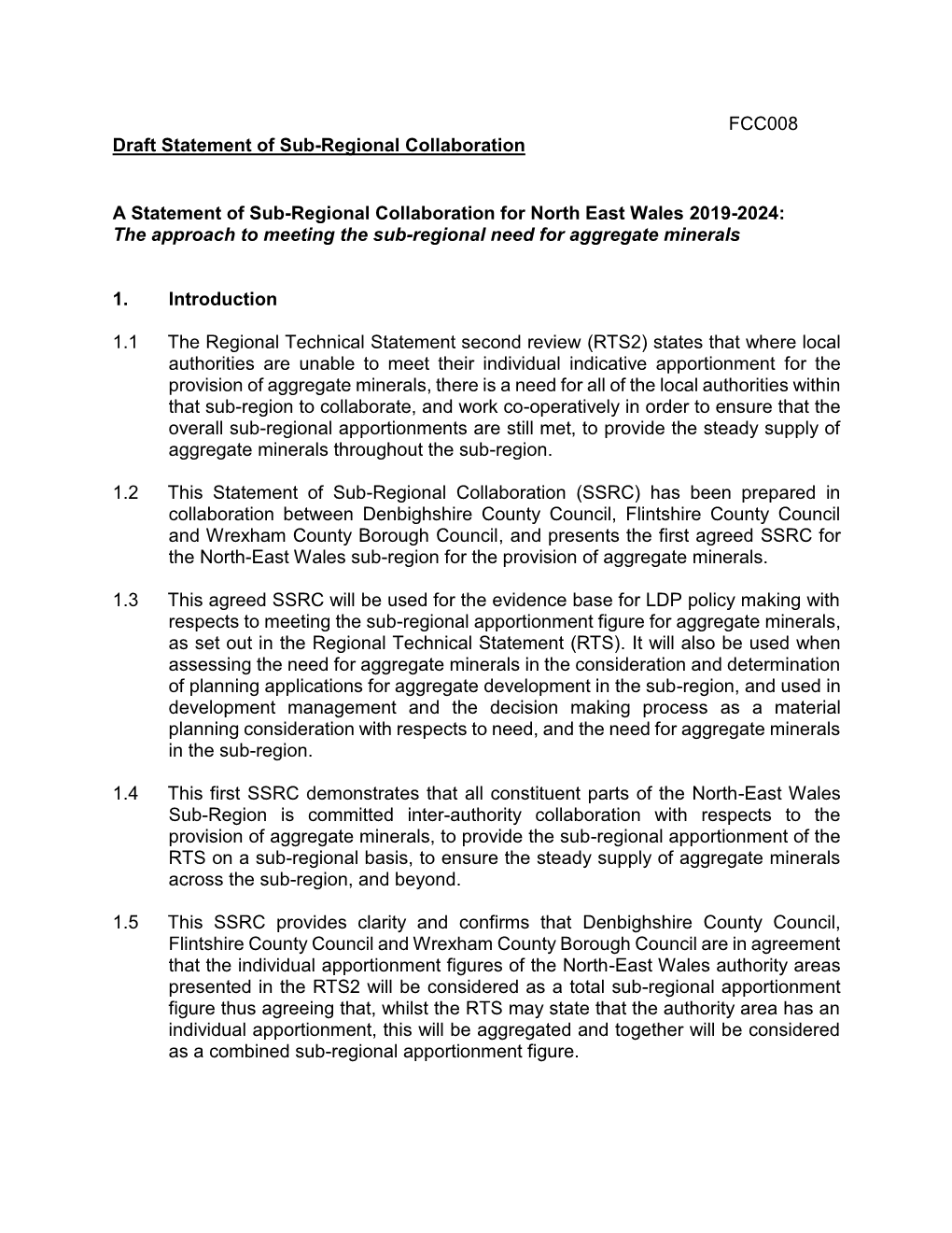 FCC008 Draft Statement of Sub-Regional Collaboration