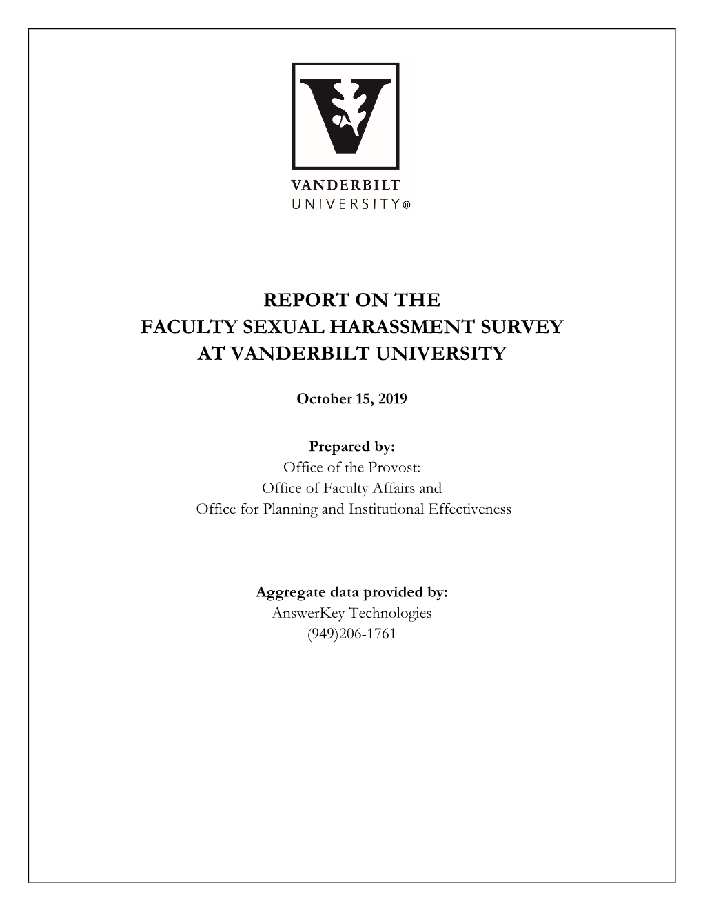 Report on the Faculty Sexual Harassment Survey at Vanderbilt University