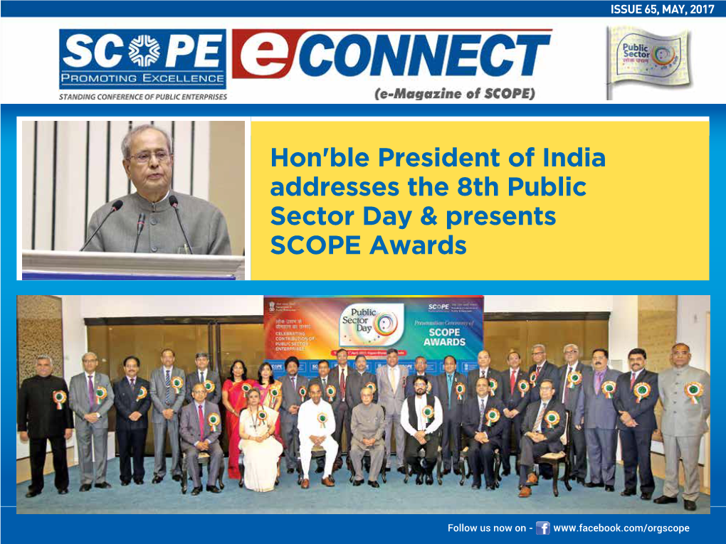 Hon'ble President of India Addresses the 8Th Public Sector Day & Presents SCOPE Awards