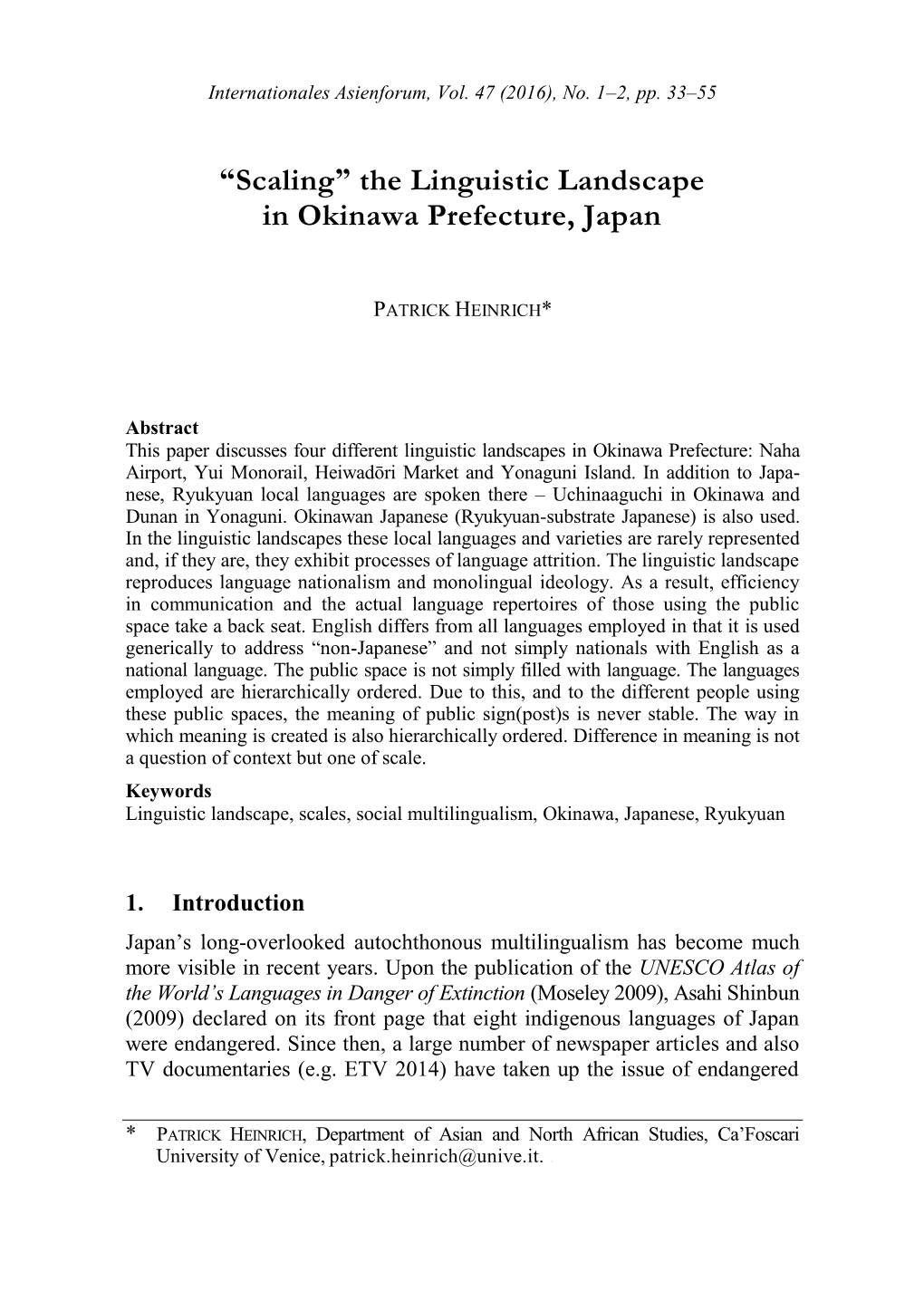 “Scaling” the Linguistic Landscape in Okinawa Prefecture, Japan