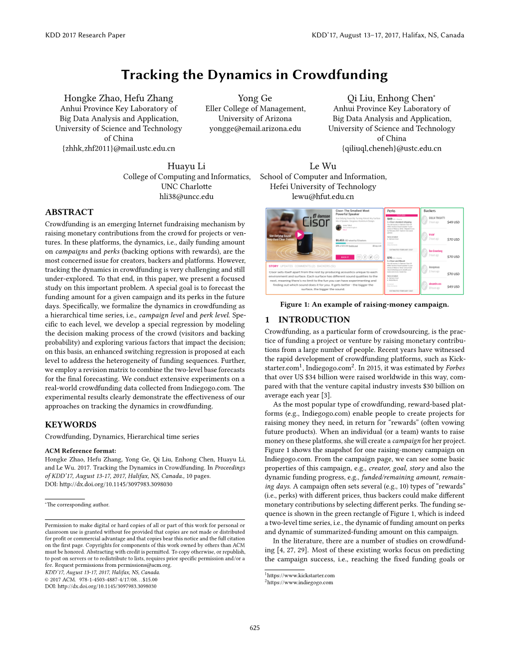 Tracking the Dynamics in Crowdfunding