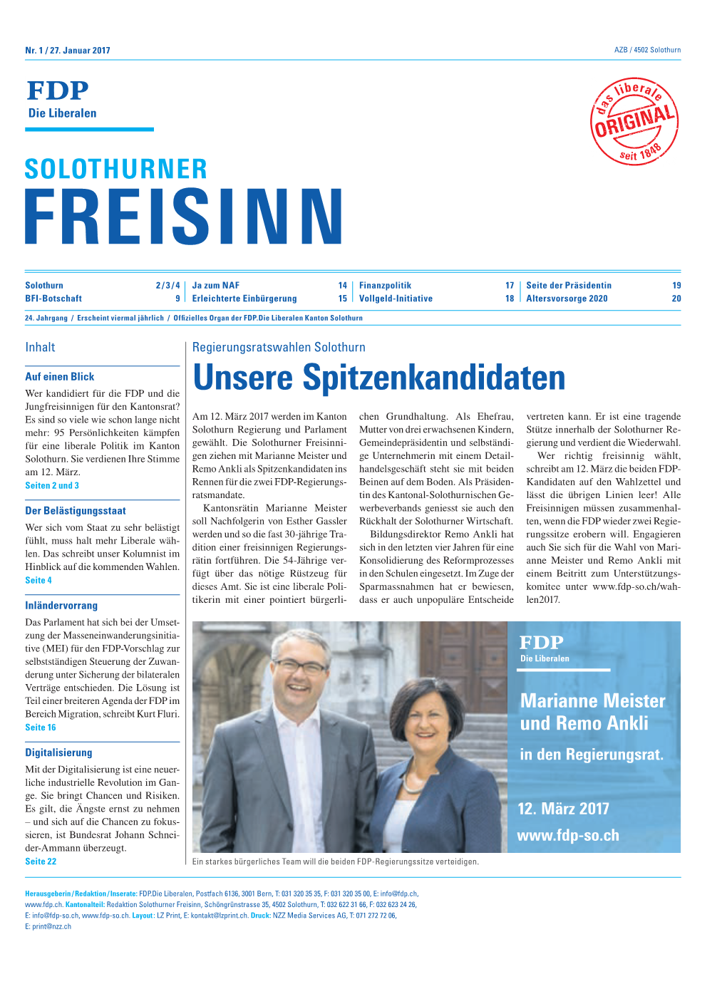 Freisinn Nr. 1/2017