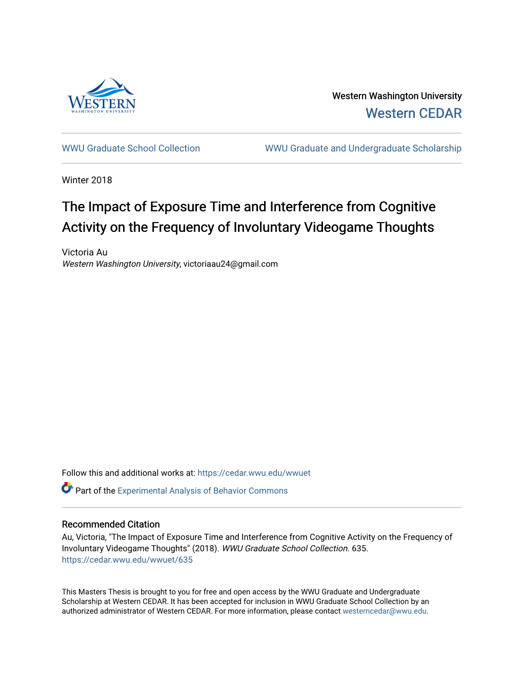 The Impact of Exposure Time and Interference from Cognitive Activity on the Frequency of Involuntary Videogame Thoughts