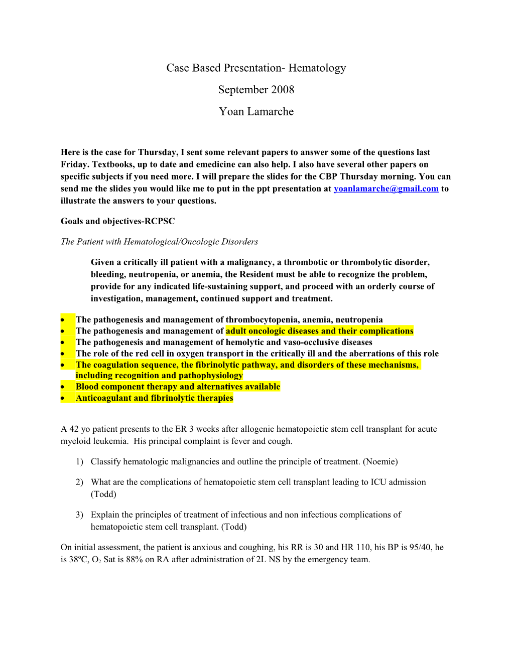 Case Based Presentation- Hematology