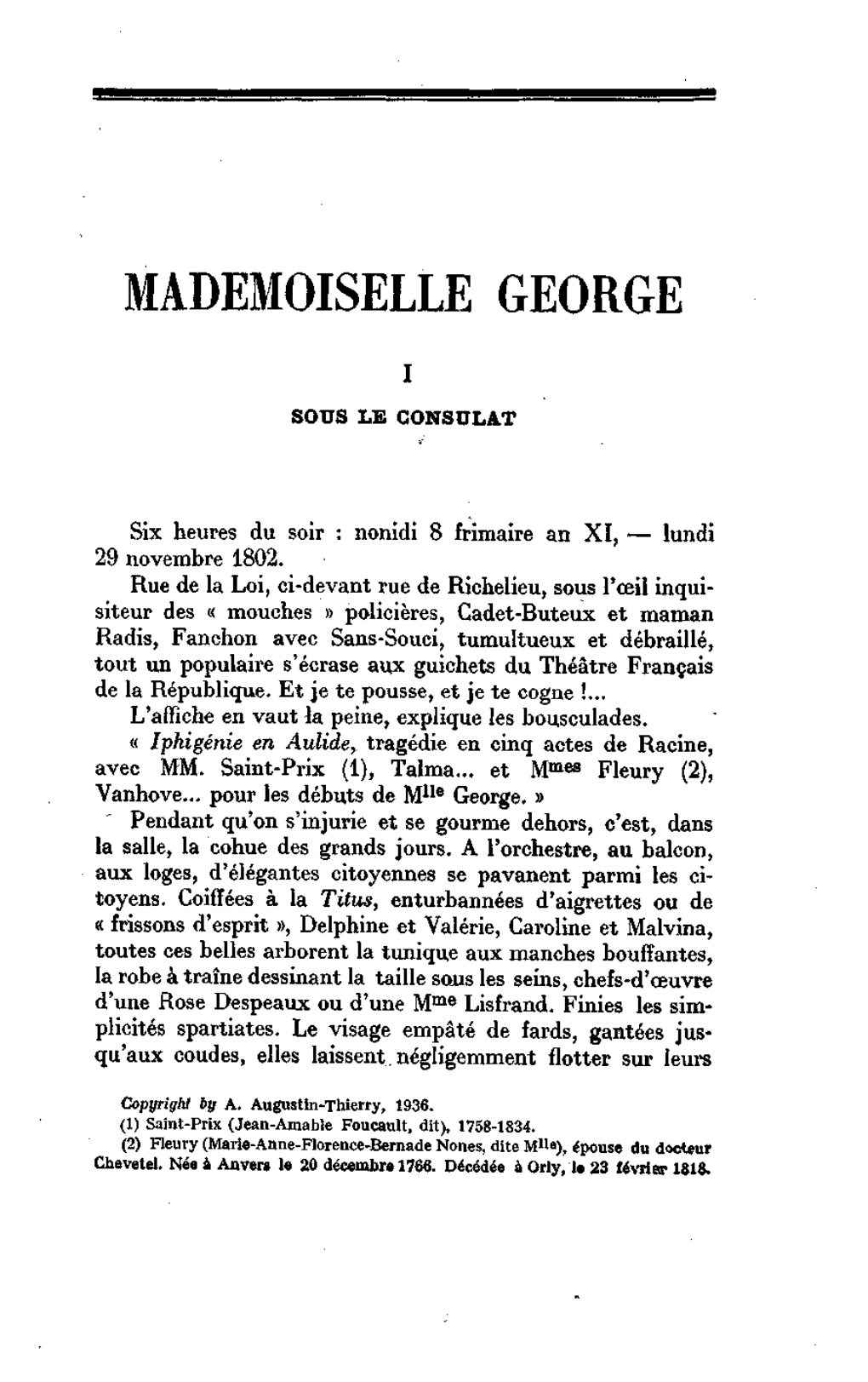 Mademoiselle George