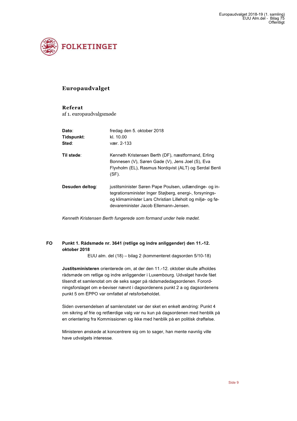 EUU Alm.Del - Bilag 75 Offentligt