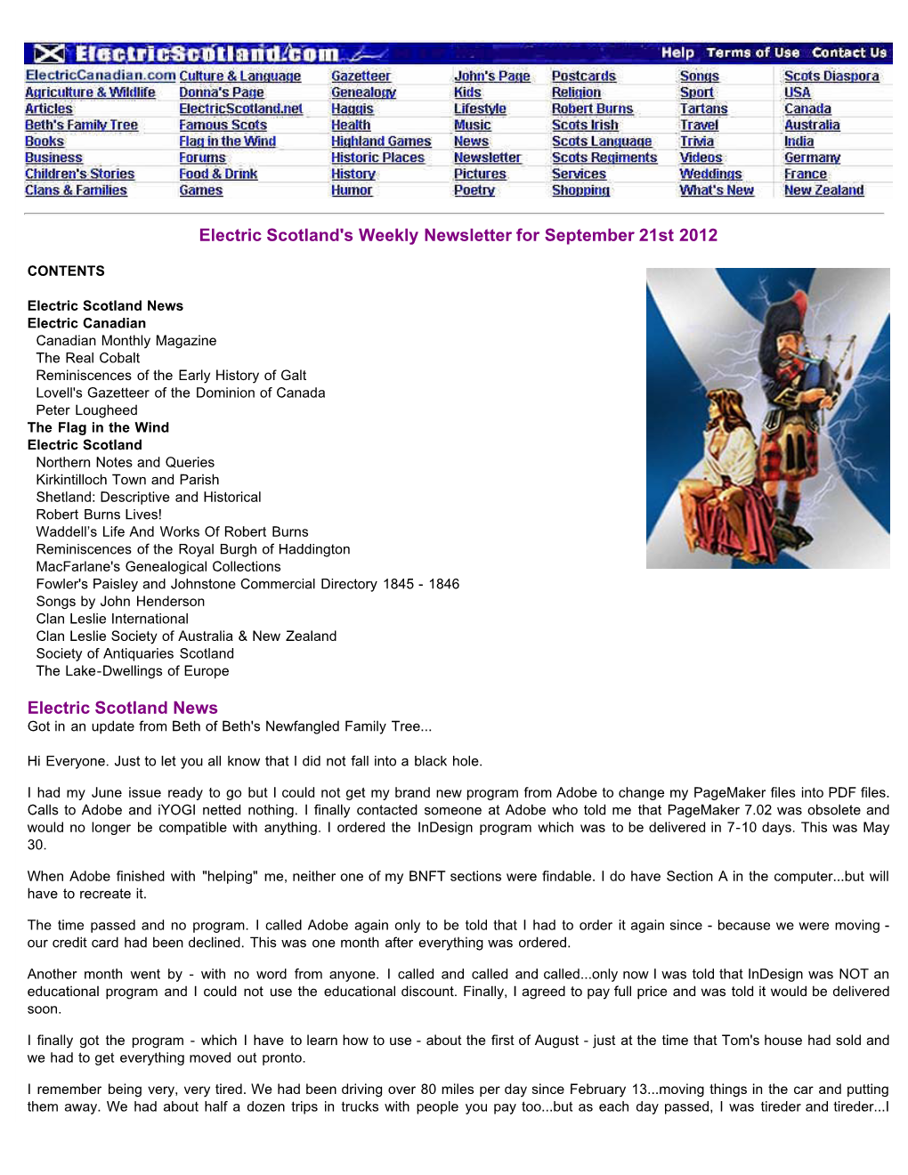 Electric Scotland's Weekly Newsletter for September 21St 2012