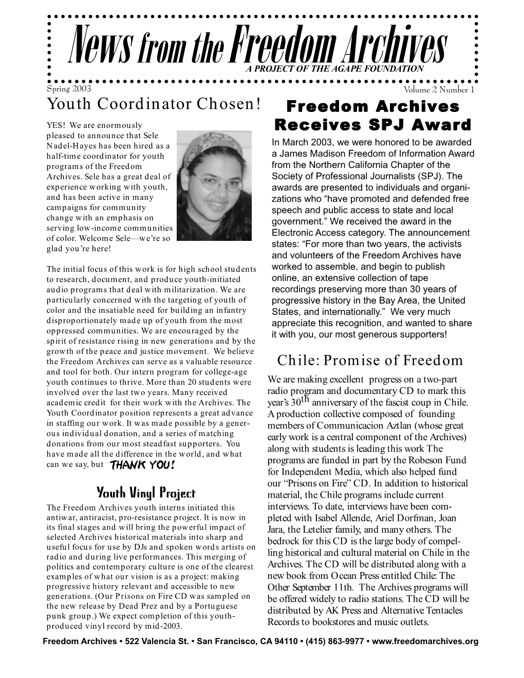 News from the Freedom Archives