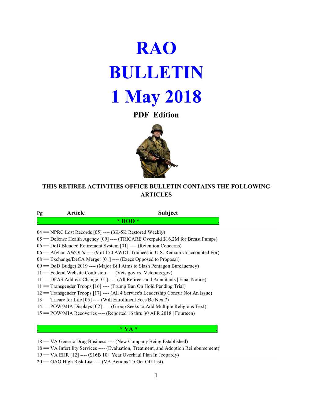 Bulletin 180501 (PDF Edition)