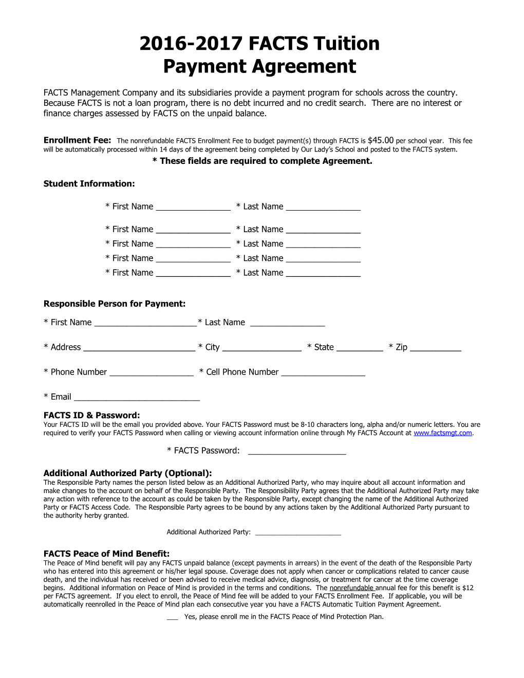 FACTS E-Cashier Payment Agreement