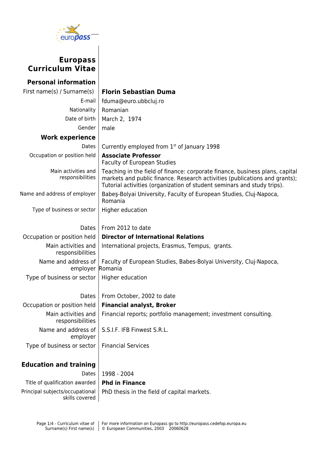 Europass Curriculum Vitae s7