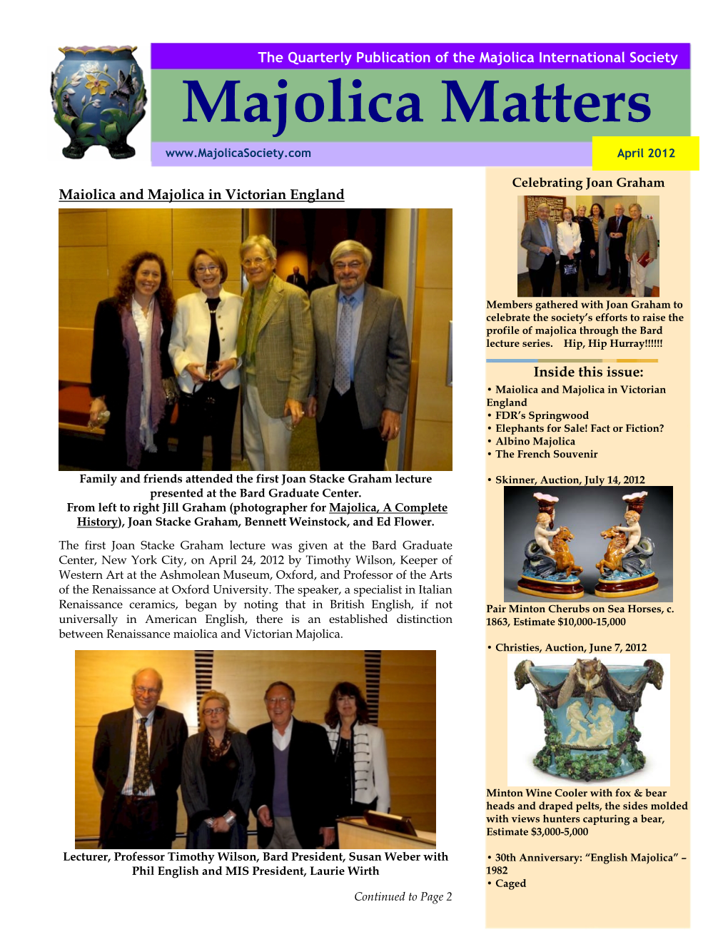 Majolica Matters April 2012