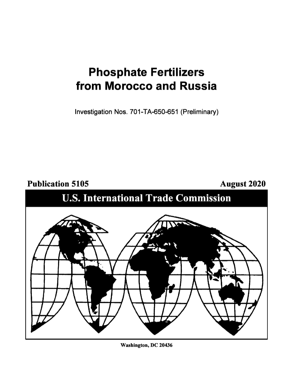 Phosphate Fertilizers from Morocco and Russia-Staff Report