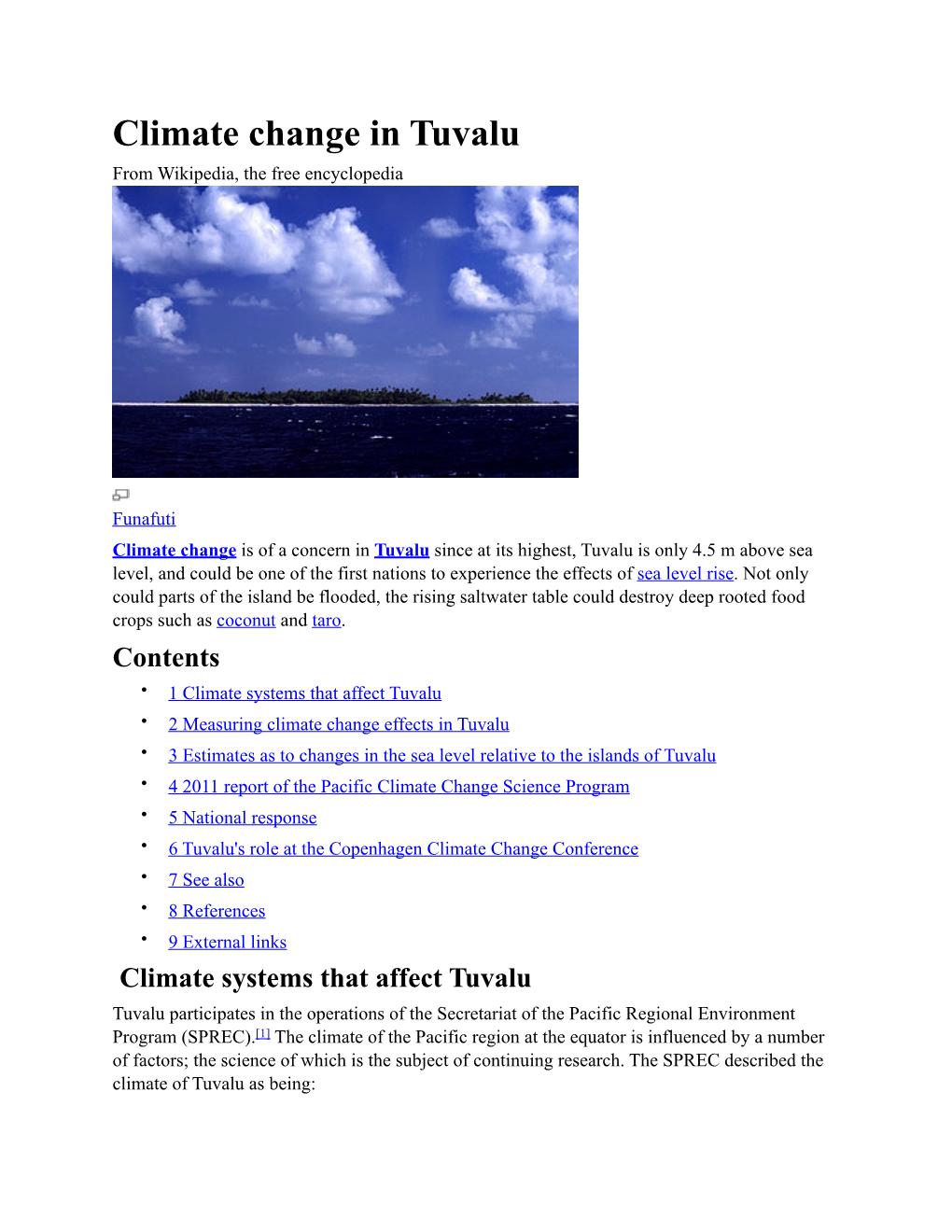 Wikipedia -- Climate Change in Tuvalu