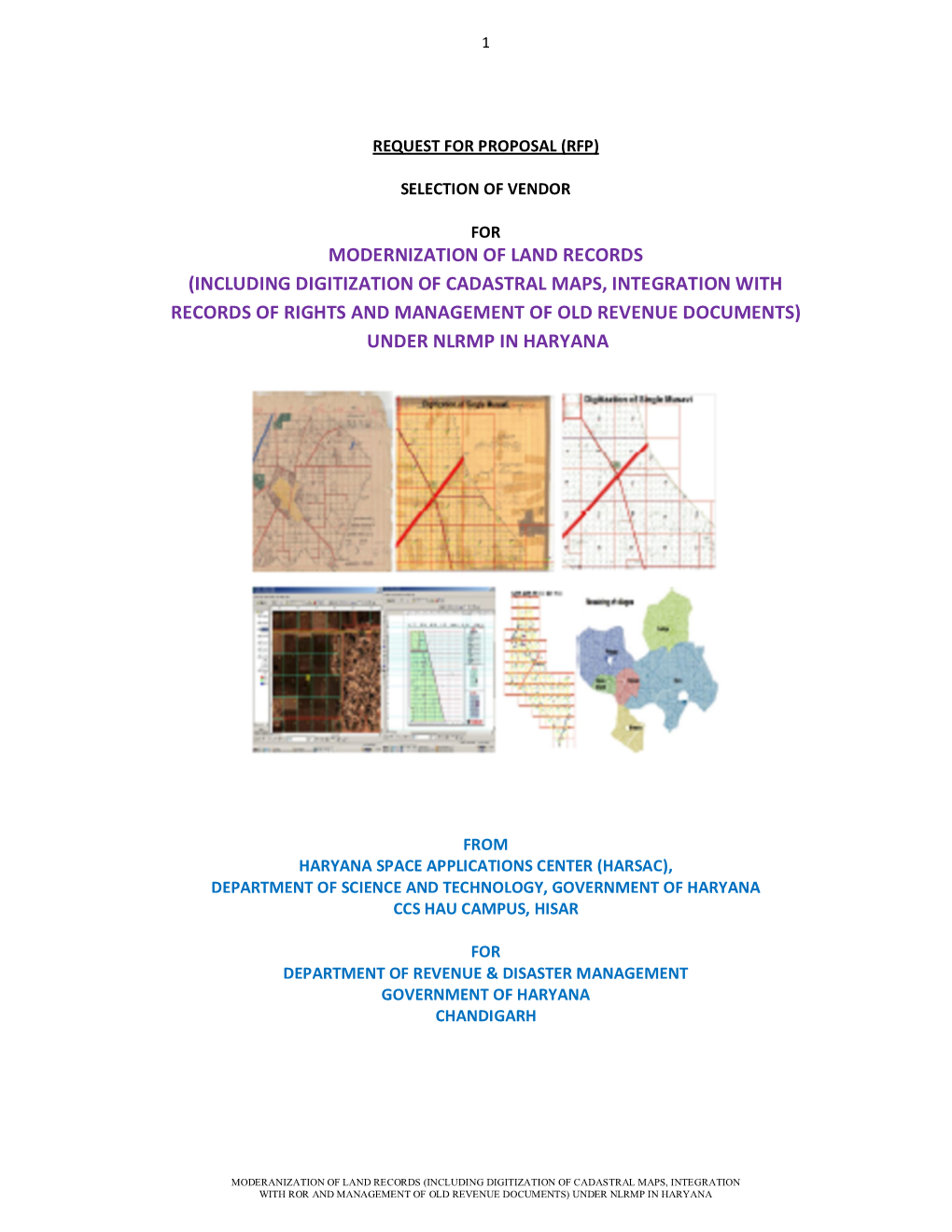 RFP Document for Modernization of Land Records of Haryana