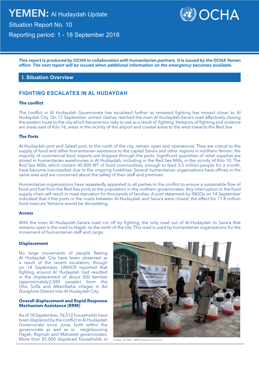 YEMEN: Al Hudaydah Update Situation Report No