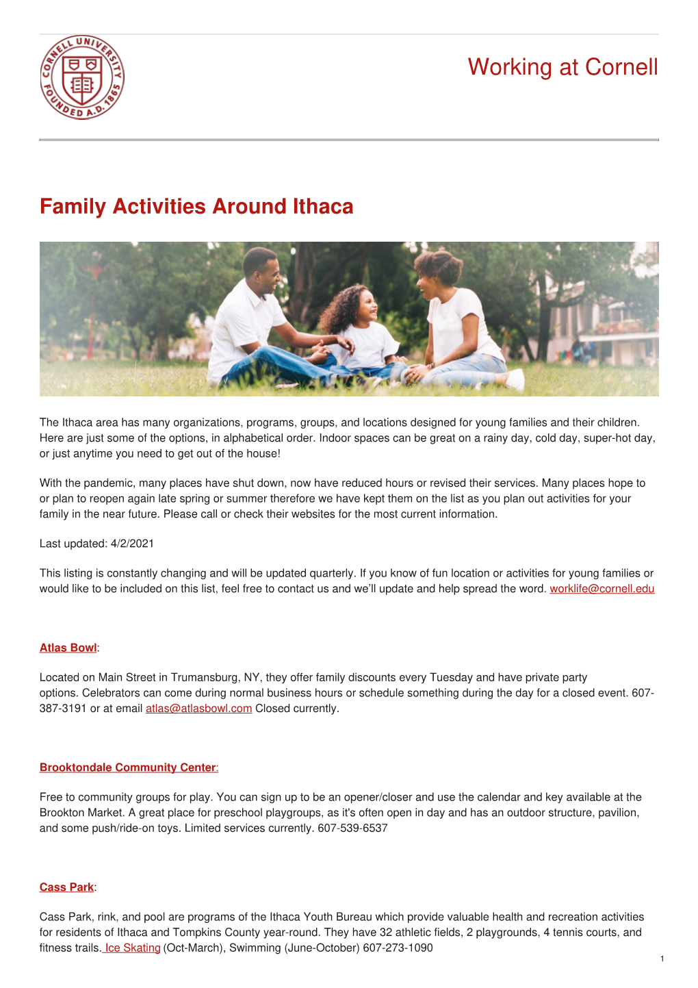 Family Activities Around Ithaca