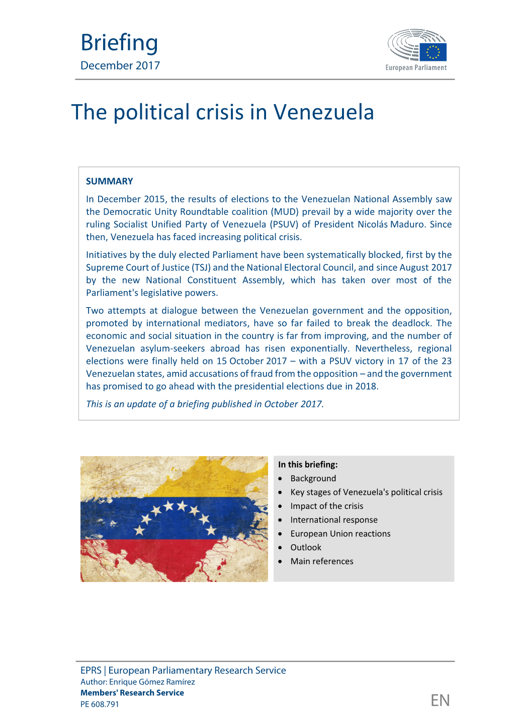 The Political Crisis in Venezuela