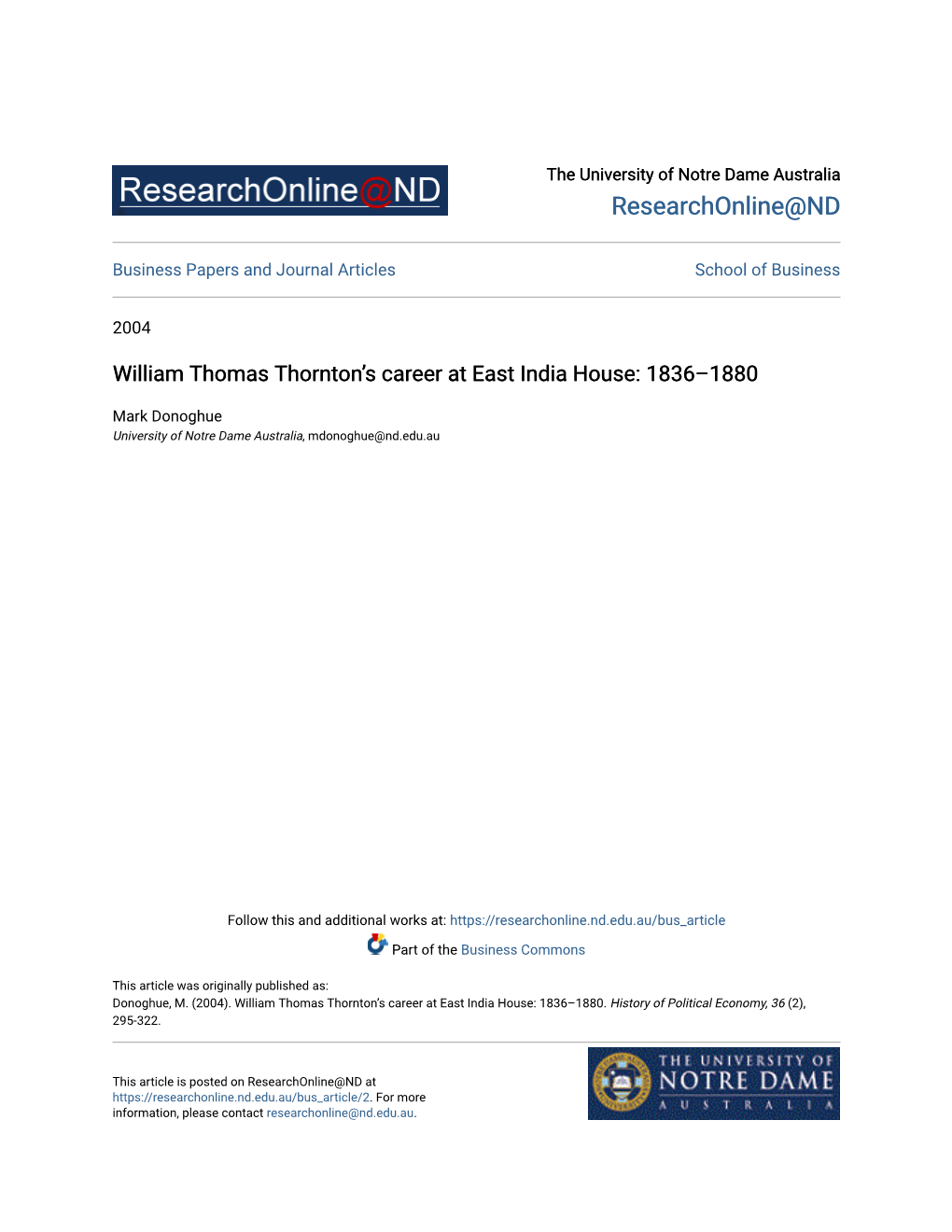 William Thomas Thornton's Career at East India House: 1836–1880