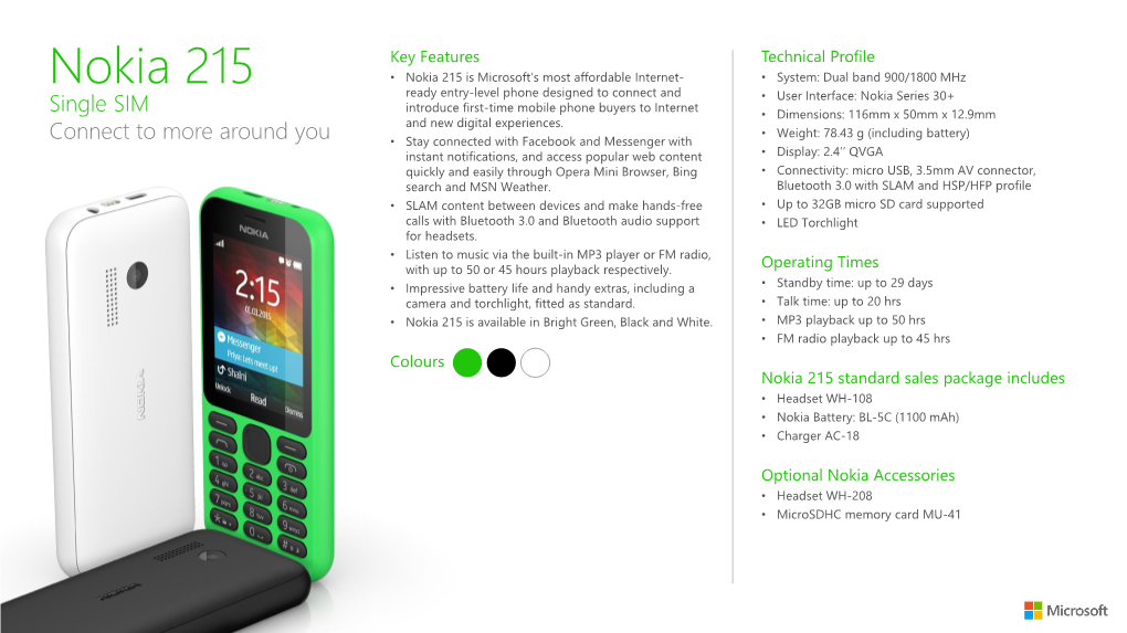 Nokia 215 Datasheet