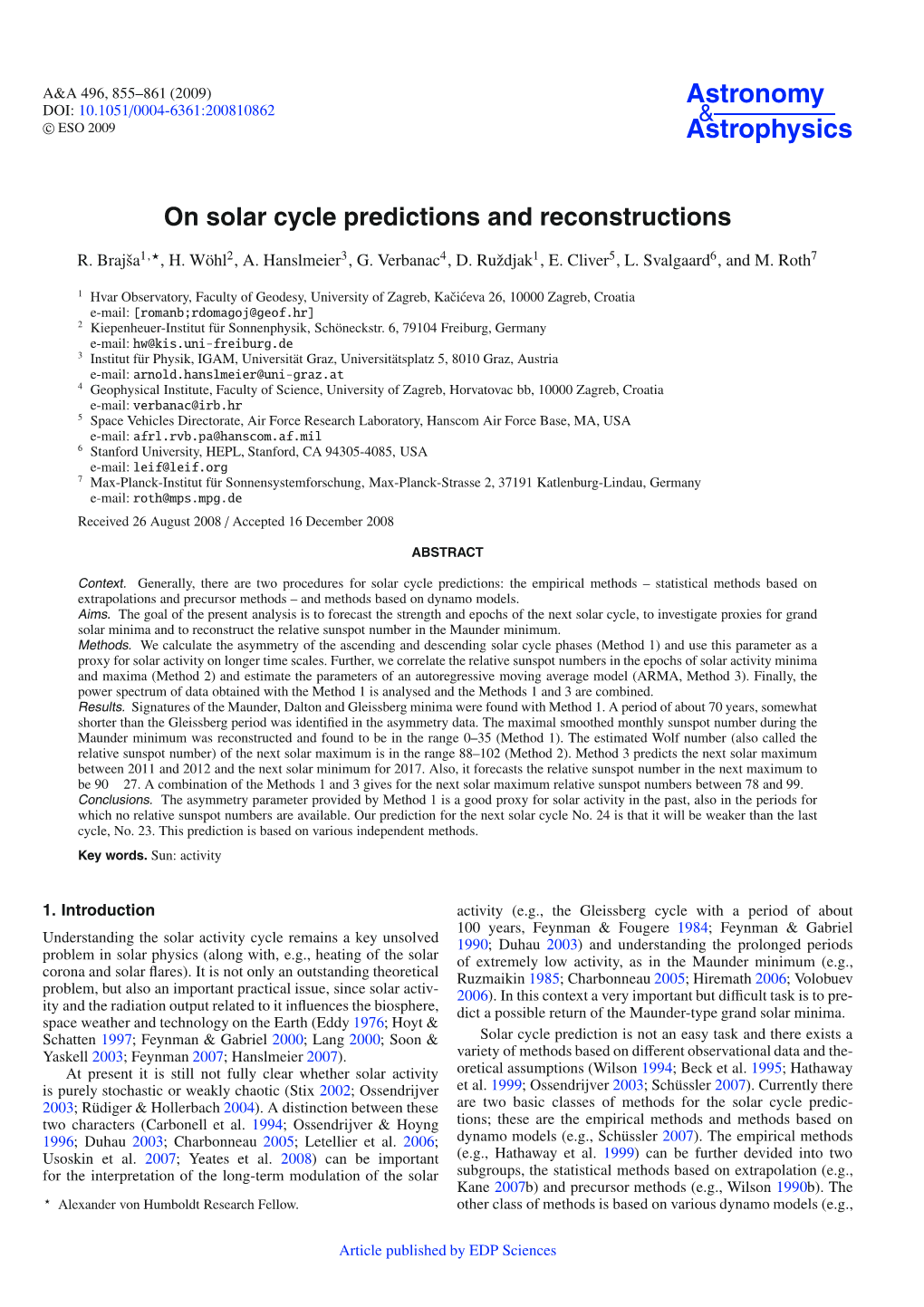 On Solar Cycle Predictions and Reconstructions