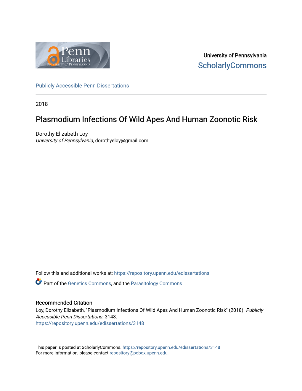 Plasmodium Infections of Wild Apes and Human Zoonotic Risk