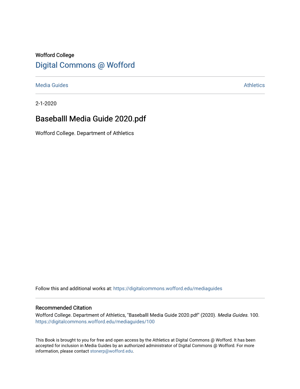 2020 Baseball Media Guide