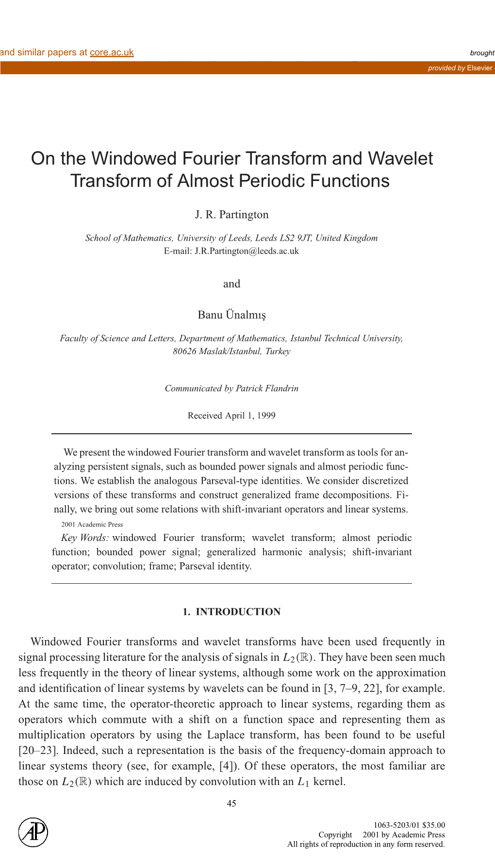 On the Windowed Fourier Transform and Wavelet Transform of Almost Periodic Functions